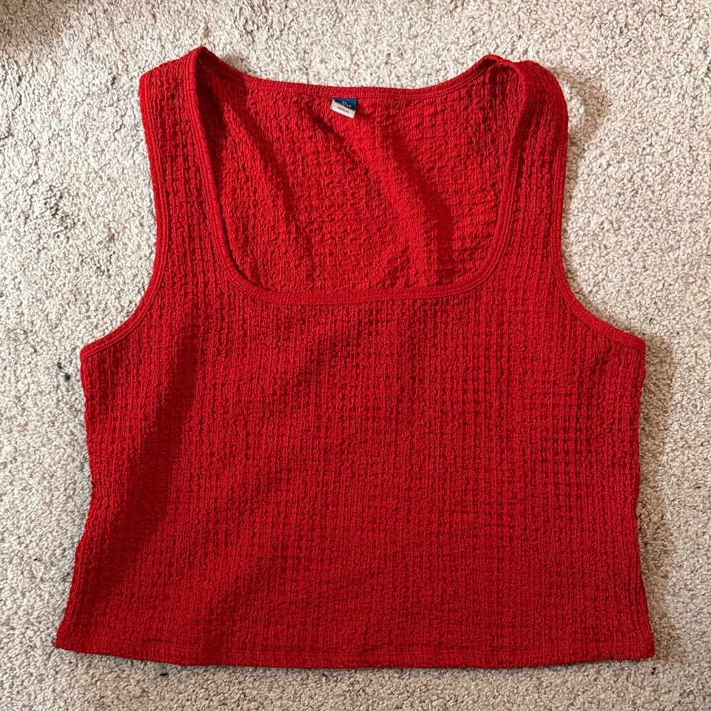Old Navy Red Textured Scoop Neck Tank Top Size XL Petite